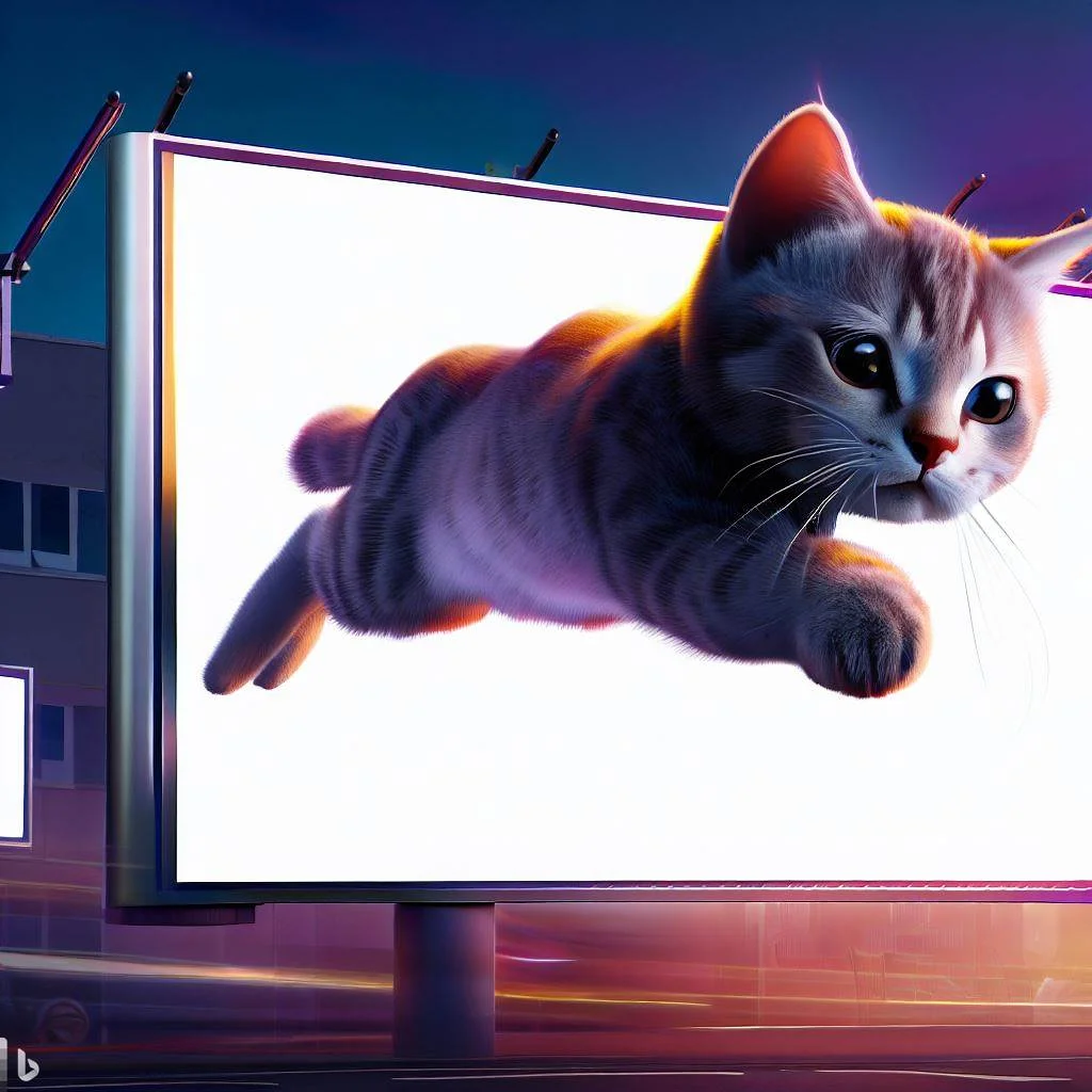 3D animation of anamorphic billboard